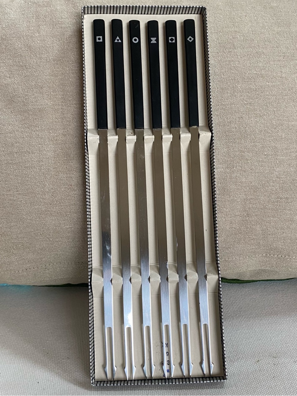 Vintage Mid Century Modern Spring Switzerland Fondue Forks Set of 6 - Geometric